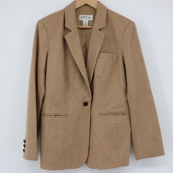 ORVIS Blazer Suit Jack Wool Tan Camel Hair Size 12 - Picture 7 of 10